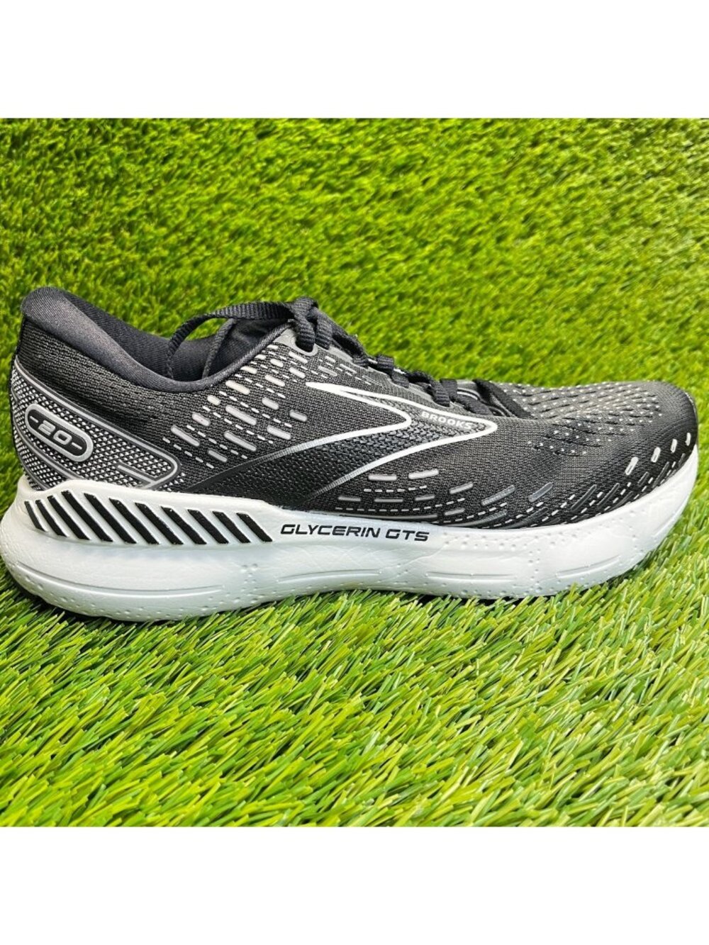 Brooks Glycerin GTS 20 Womens Size 9 Black White Athletic Running Shoes Sneakers